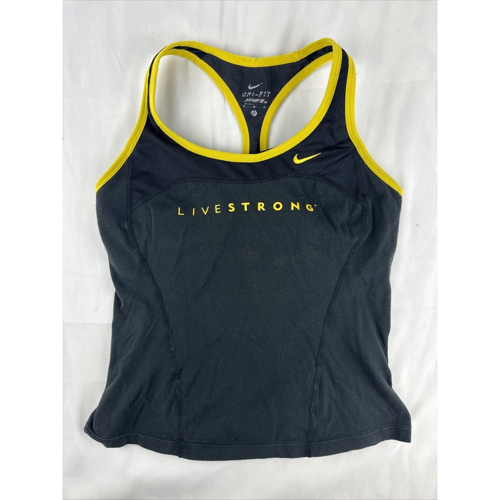 Nike LIVESTRONG Dri-fit Women's Black Yellow Racerback Athletic Tank Top M